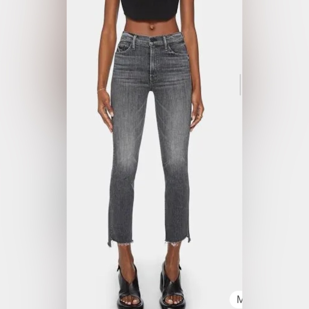 Mother women’s jeans size 27 the insider crop step fray gray black